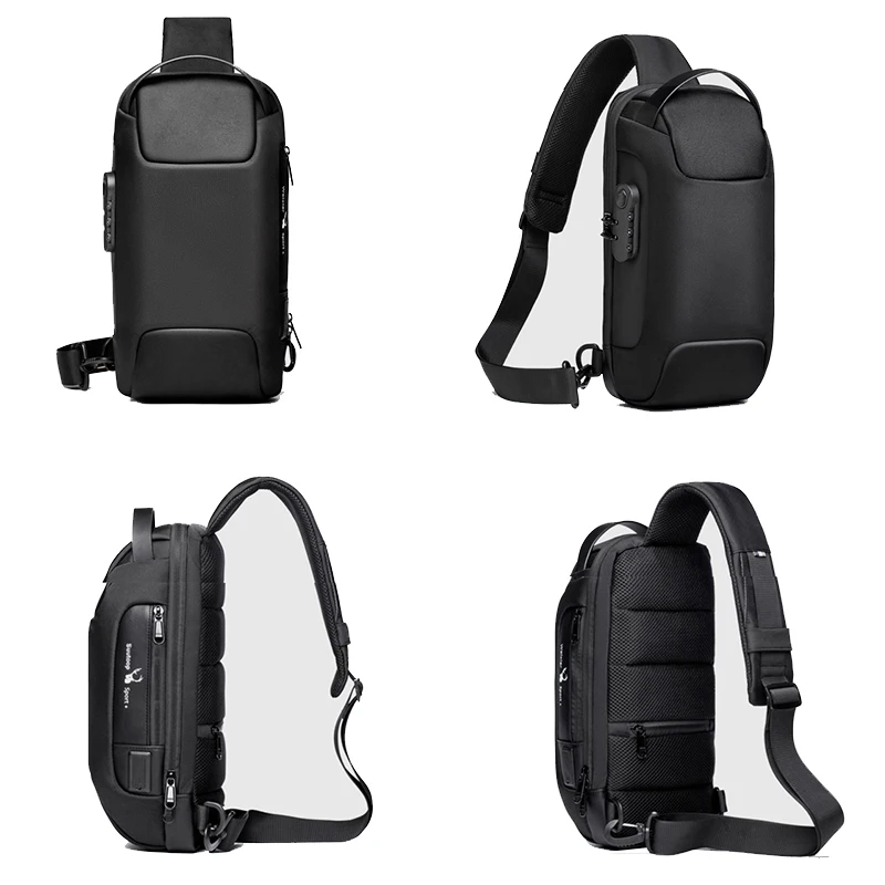 

Men's Waterproof USB Oxford Crossbody Bag Anti-theft Shoulder Sling Bag Multifunction Short Travel Messenger Chest Pack For Male