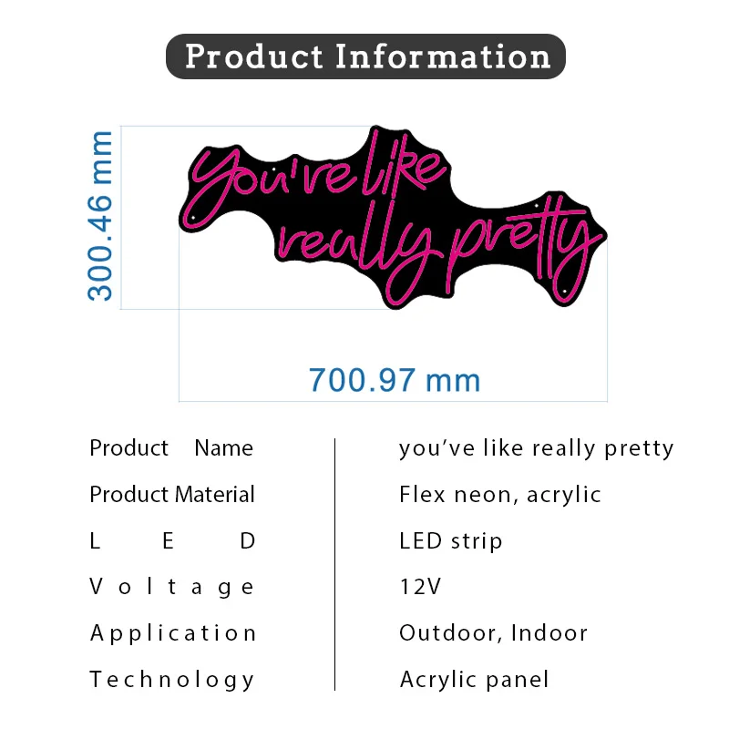 

Neon Sign Light logo you are like really pretty Led Flex Visual Artwork Bar Pub Club Wall Hanging Decoration