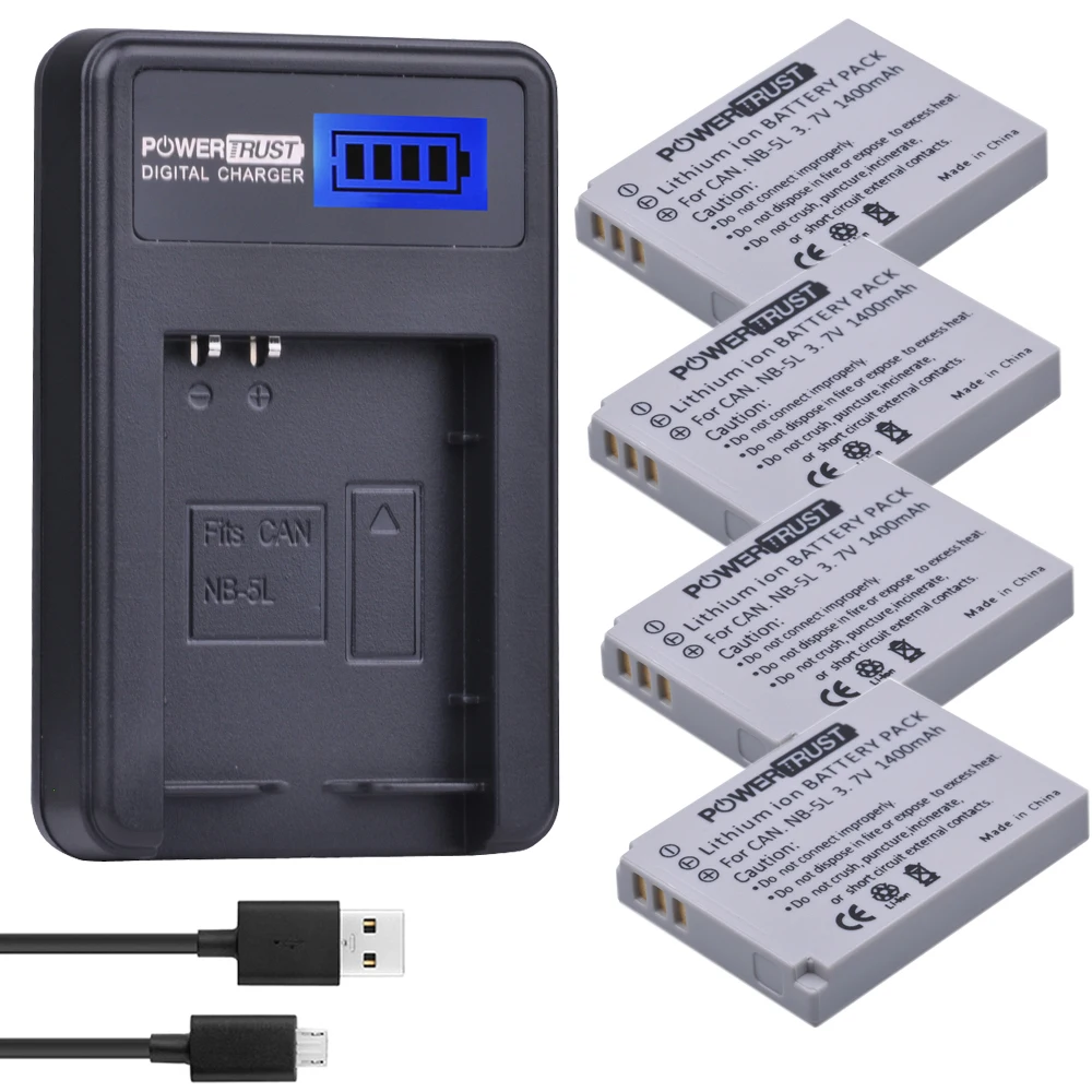 Аккумулятор для камеры NB-5L NB, 5 л, 1 шт., зарядное устройство USB с ЖК-дисплеем для Canon S110, SX200, SX210, SX220, SX230, IS, HS, IXUS 850, 870, 800, 860, 990