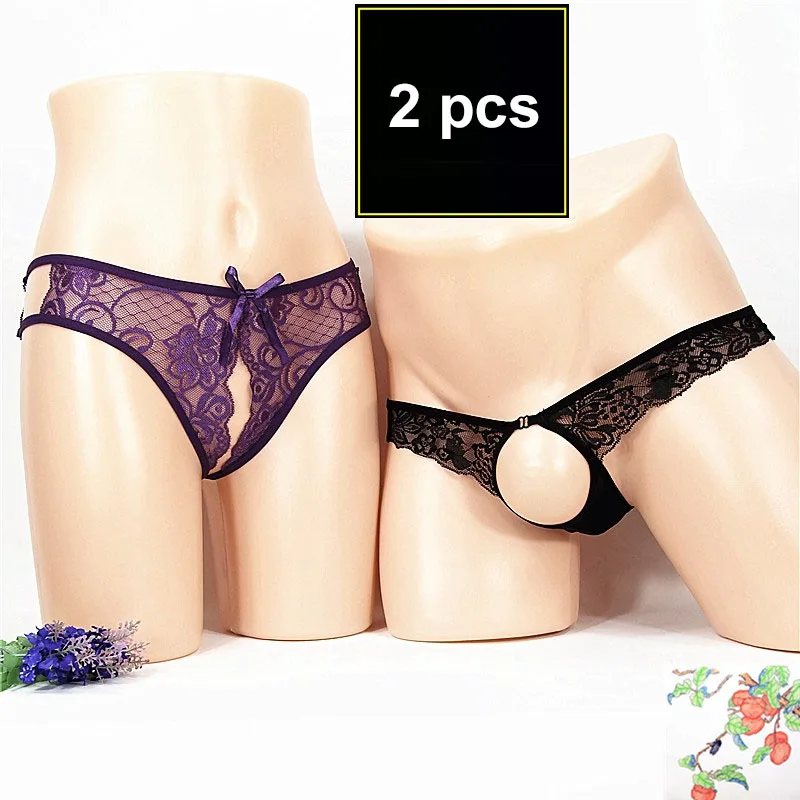 

Трусы для пар 2 шт., Порно кружевное Прозрачное нижнее белье для мужчин, женщин, мужчин, эротическое экзотическое нижнее белье без промежност...