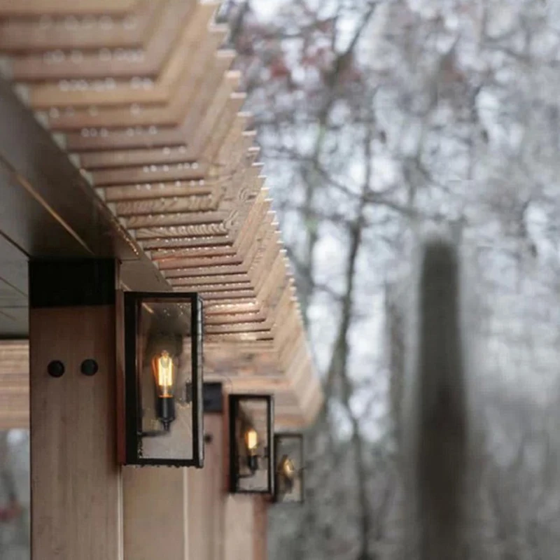 Краткий черный прямоугольник E27 светодиодная лампа бра Прозрачная крышка класса