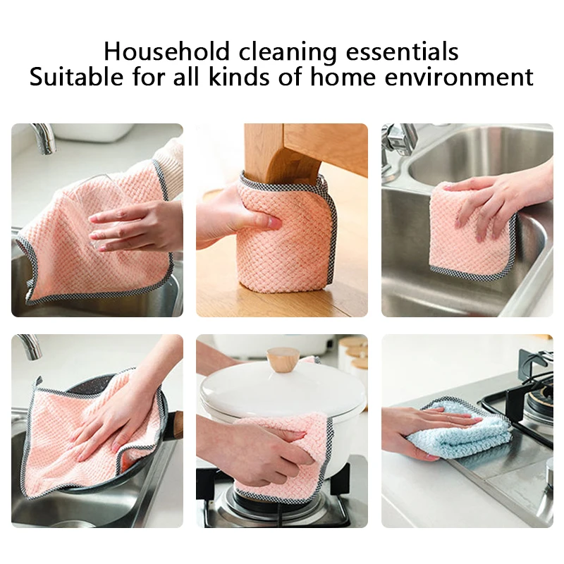 

Kitchen daily dish towel, dish cloth, kitchen rag, non-stick oil, thickened table cleaning cloth, absorbent scouring pad