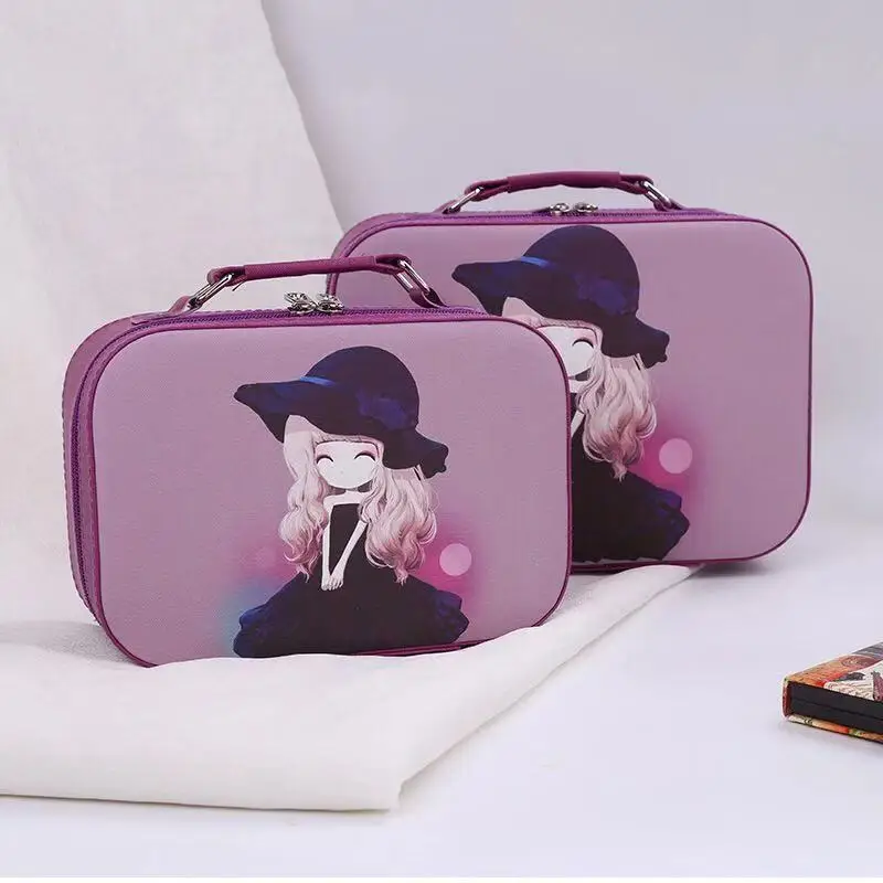 purple Южная Корея, модная Милая косметичка, чехол для косметики, профессиональная косметичка, водонепроницаемая сумка для путешествий - Цвет: purple