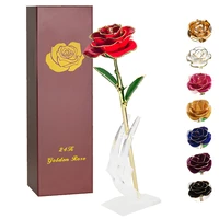 ainyrose 24k gold dipped rose artificial flowers eternal rose w stand in box birthday valentine mother day gift for girls women
