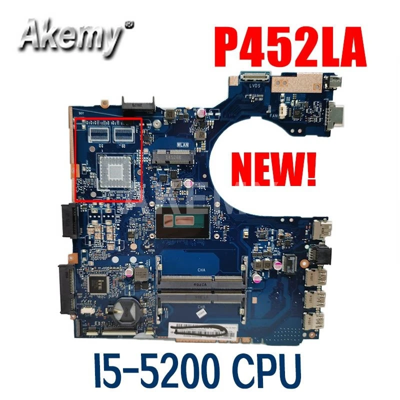 

Akemy P452LA материнская плата для ноутбука Asus P452LA P452LJ P452L PRO452L оригинальная материнская плата W/ I5-5200 Процессор