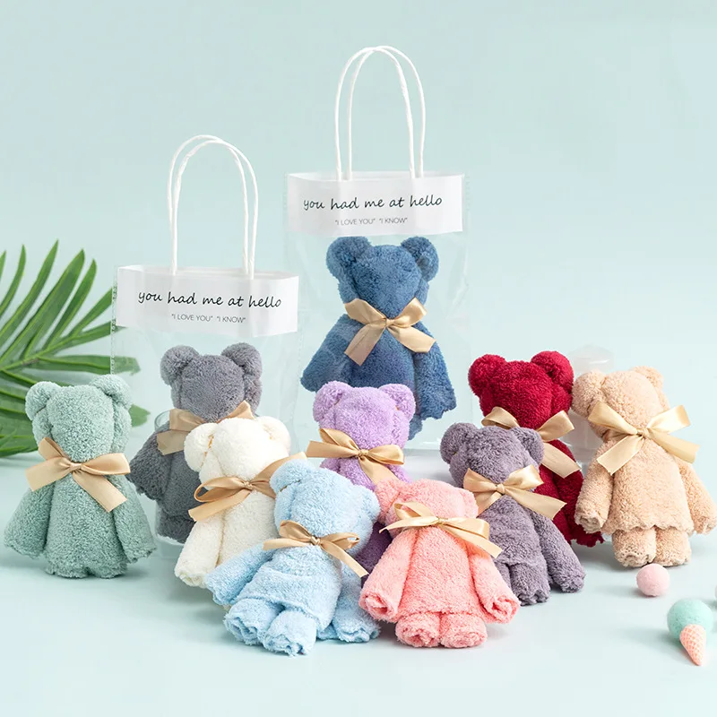 Квадратное флисовое полотенце с изображением медведя высокой плотности для