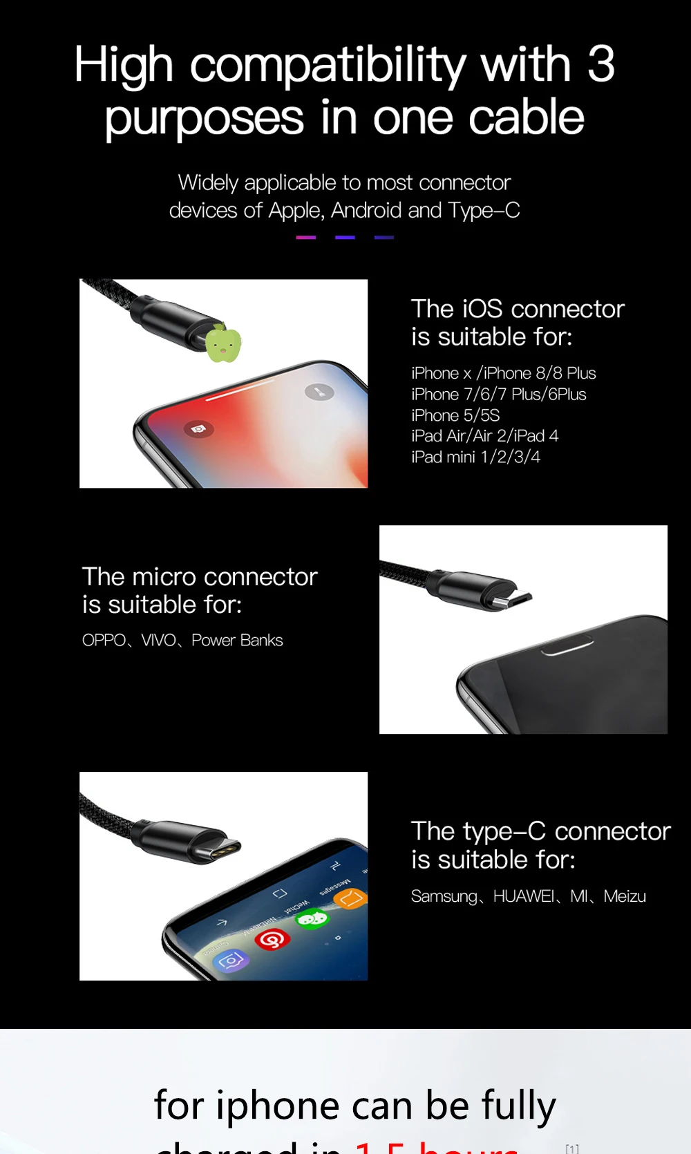FBYEG 3 в 1 USB кабель для мобильного телефона Micro usb type C кабель зарядного устройства для iPhone XR XS Max X huawei шнур для быстрой зарядки данных