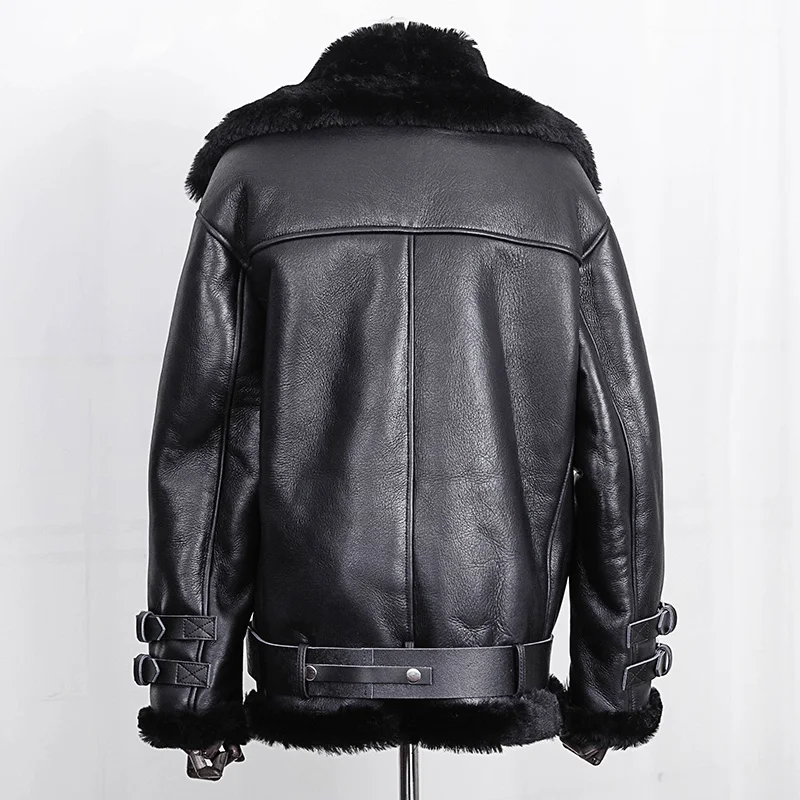 Женское локомотивное пальто Maylofuer куртка из натуральной и кожи 100% овчины женское