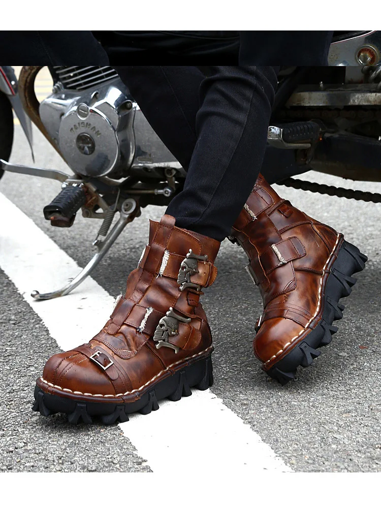 Ботинки мужские рабочие из натуральной воловьей кожи военные боевые ботинки