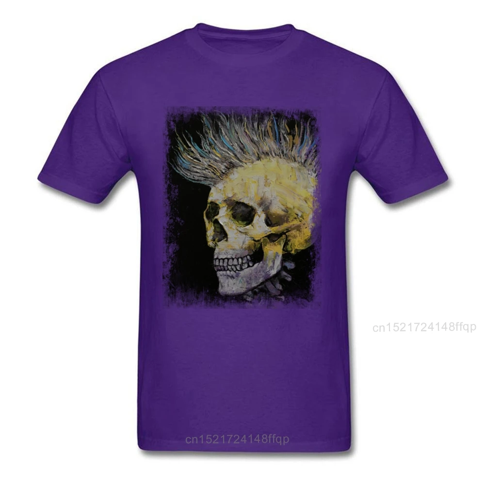 MOHAWK футболки мужские череп футболка хипстерская Мужская 100% хлопок 3D Панк черный