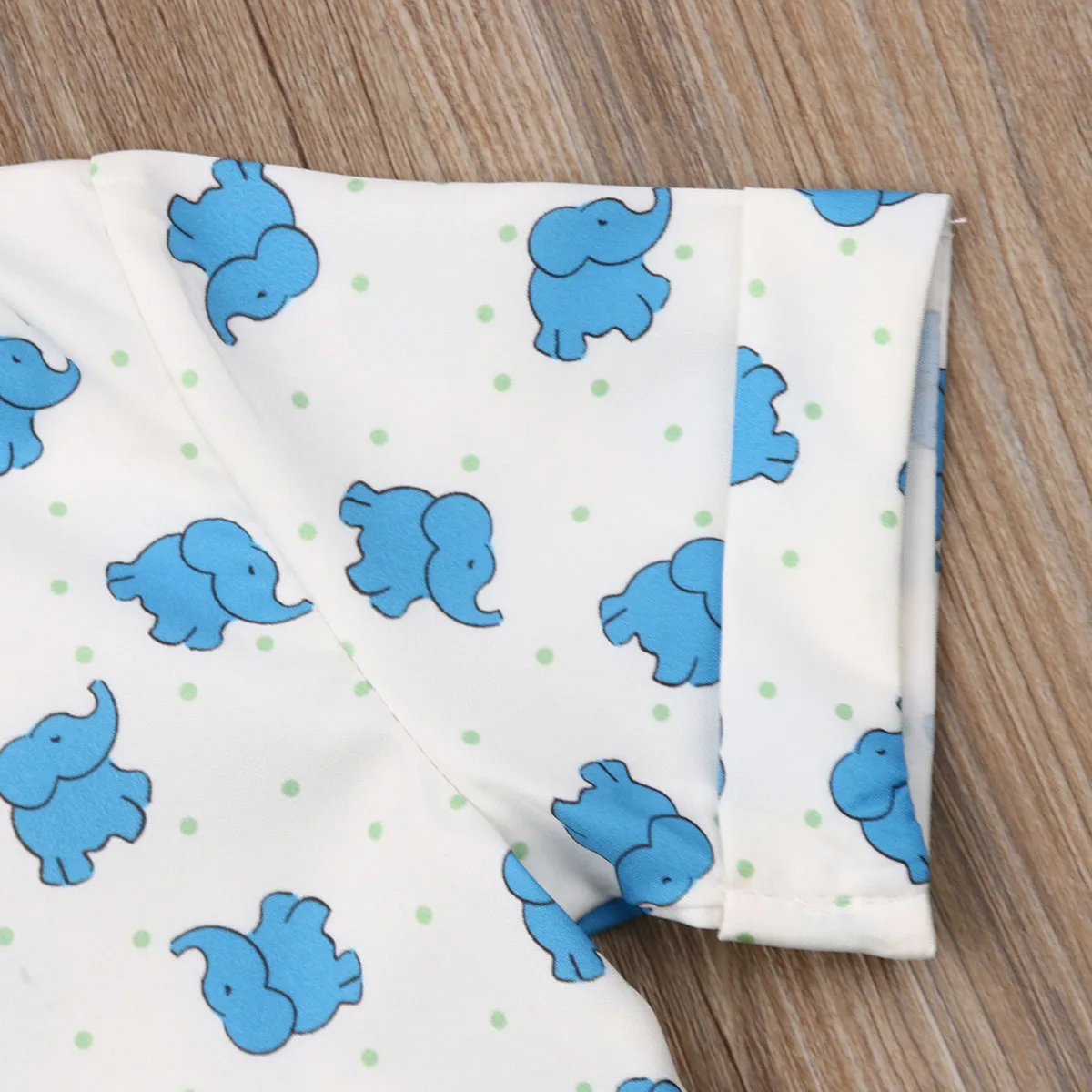 2 шт. однобортная рубашка в горошек с коротким рукавом и принтом слона|Комплекты