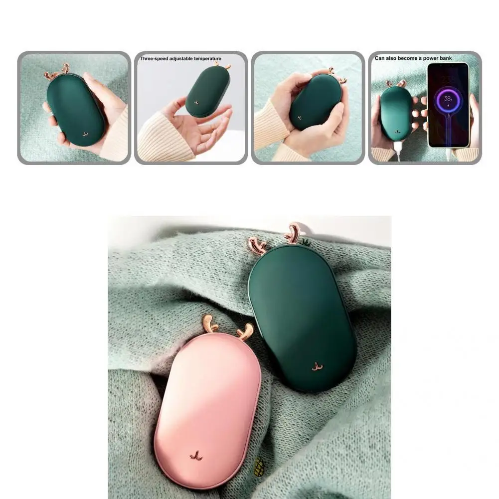 

USB Hand Warmer Fashion Aluminum Alloy Heater Battery Pocket Warmer Adjustable Heat 2 in 1 Hands Heater