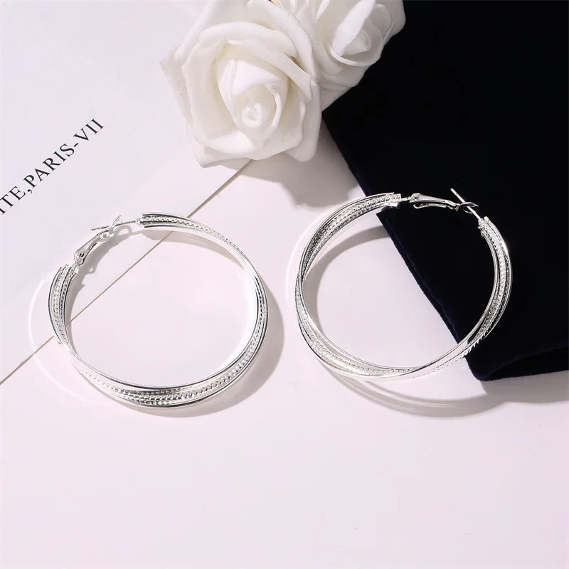 

Classic Three-tier Cross Earring for Women Gold Color Exaggerated Geometric Multi-layer Circle Metal Versatile Female Jewelry