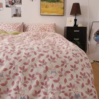 For Girl Pink Bedding set Pastoral printed Duvet cover sets King size bedding set 100% cotton home Linens Cute bed set Fashion