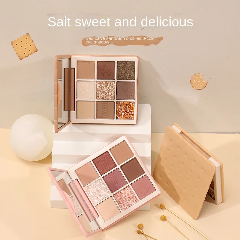 

HOJO 9 color Eyeshadow Palette Sandwich Cookies Easy-to-color Waterproof, Non-flying Powder Lasting Earth Color Novice Daily