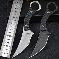 d2 steel fixed blade knife survival knife tactical military knives stone wash blades g10 handle scimitar with k sheath