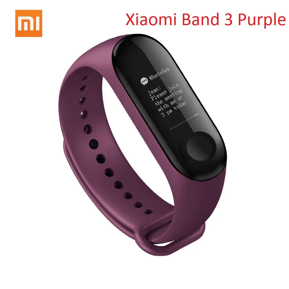 Xiaomi mi Band 4 mi band 4 mi Band 3 умный Браслет фитнес-браслет трекер пульсометр часы с функцией BT mi Band 4 3 Smartband - Цвет: MiBand 3 Purple