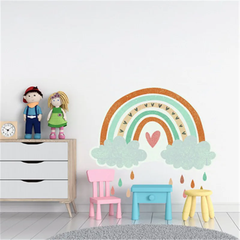 Большие Радужные облака наклейки на стену для детской комнаты домашний декор в