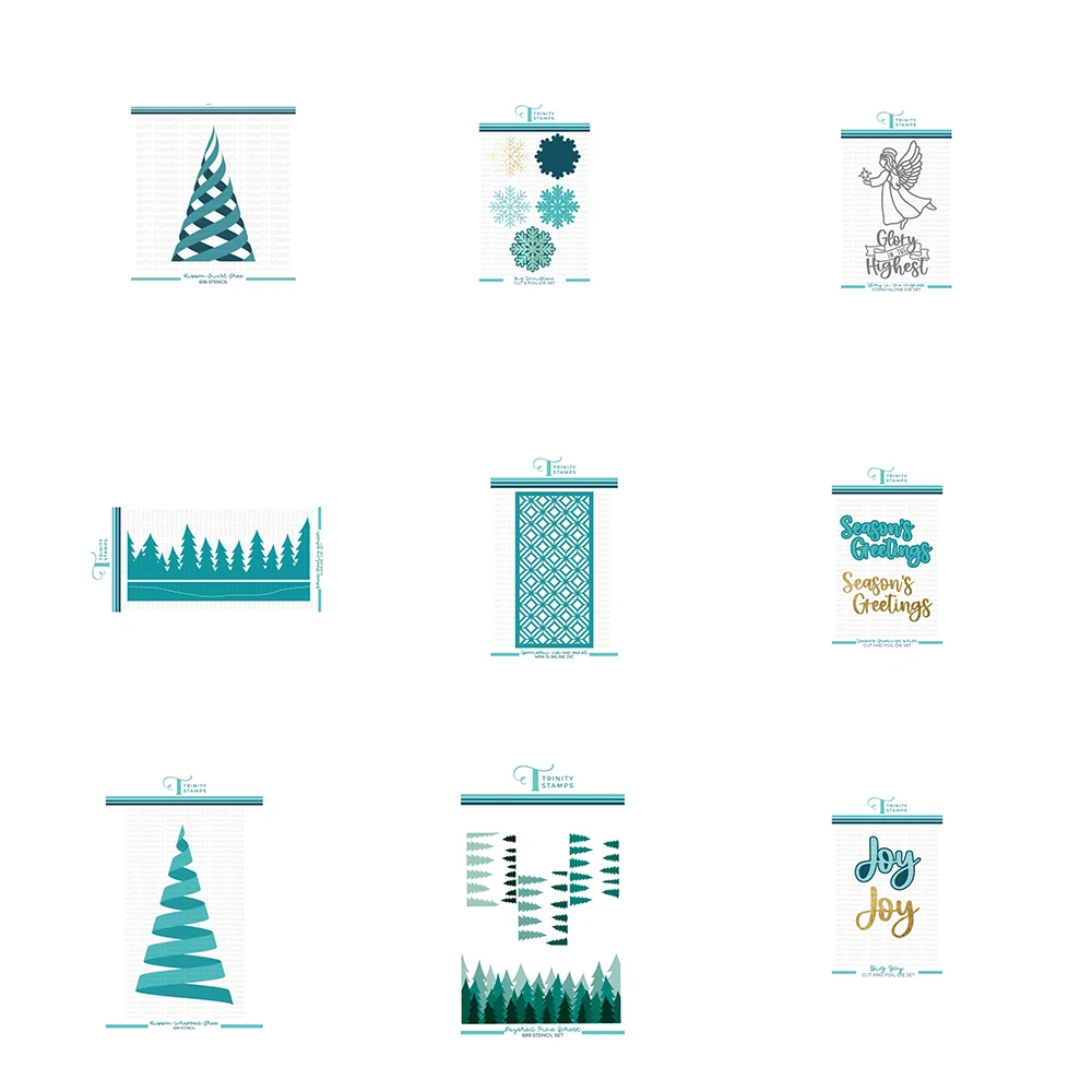 

Ribbon Wrapped Tree Layered Pine Forest Season's Greetings Letters Metal Cutting Dies and Stencils Scrapbooking Decorations 2021