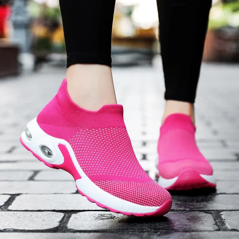 

Oversize Summer Slip-on Sports Woman Running Shoes Air Shoes Sport Shoes Women Sneakers Socks Red Knitted Bascket Femme E-866