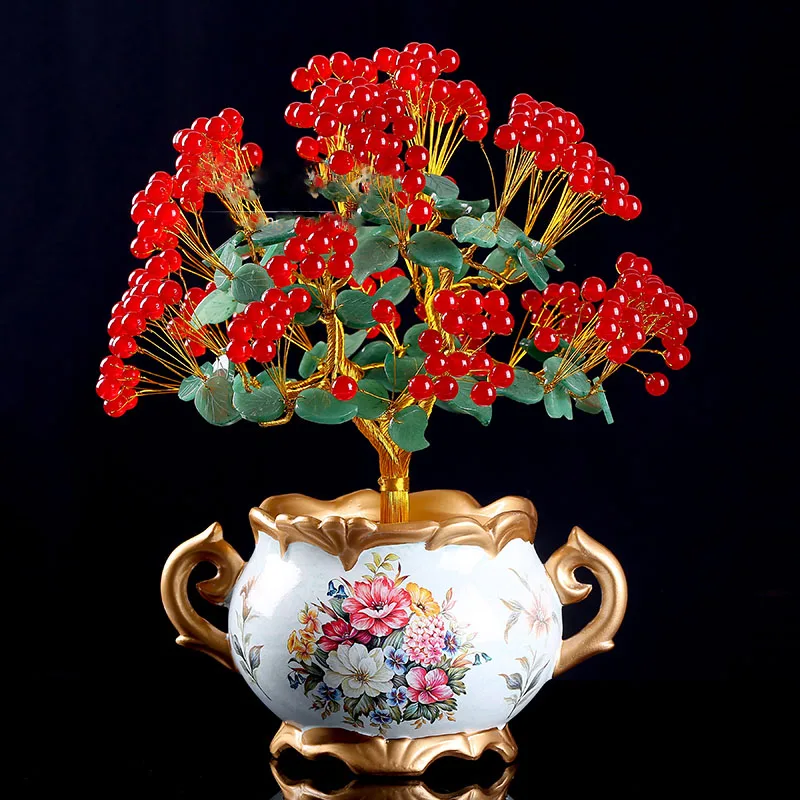 

New Year Crystal Money Tree Lucky Tree Auspicious Home Furnishing Potted Plant Decoration Desk Wine Cabinet Craft Decorations