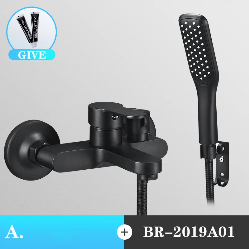black brass bathroom shower faucet bath faucet mixer tap with hand shower head set wall mounted black shower set bathroom free global shipping