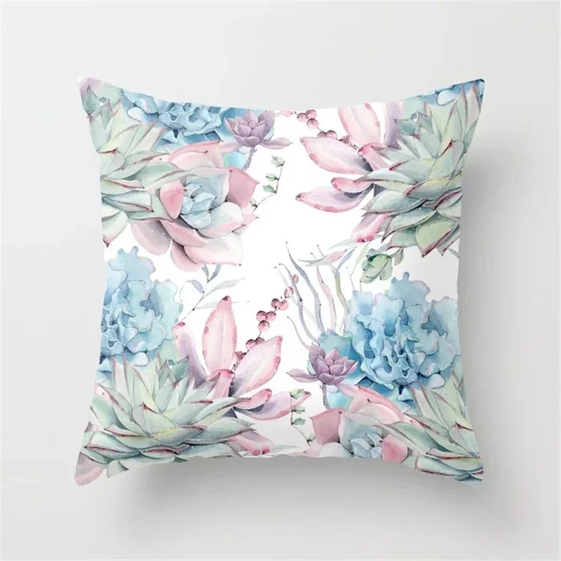 Tropical Cactus Succulent Plant Pattern Polyester Cushion Cover Decorative Car Seat Throw Pillow For Sofa Home Decor 40829 | Дом и сад