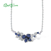 santuzza silver necklace for woman genuine 925 sterling silver elegant butterflies necklace blue white cz party fashion jewelry