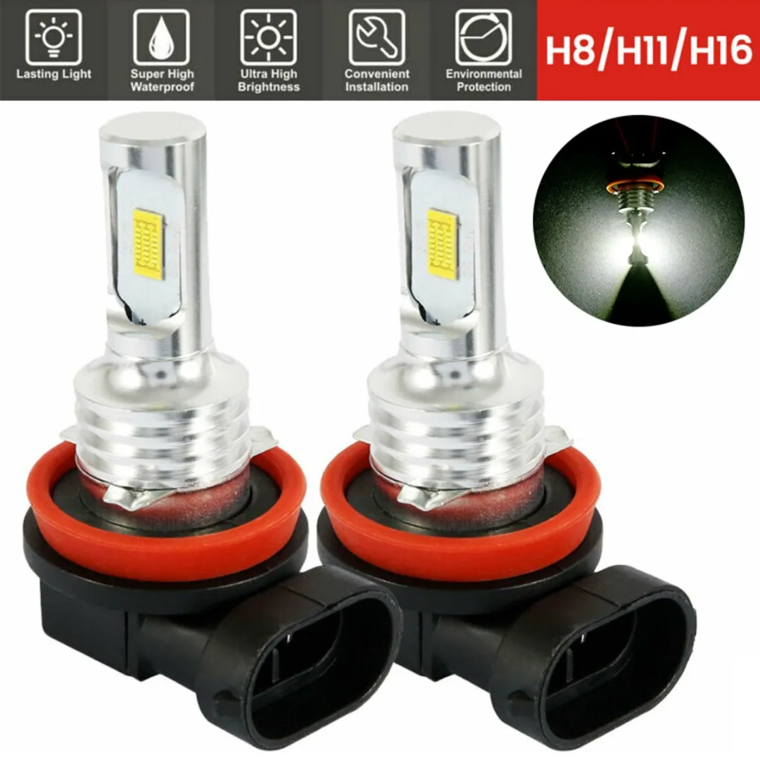 

2pcs H16 H11 H9 H8 6000K 7000LM Bright White Headlight Low Beam LED Bulb Fog Lamp Kit Accessories Parts