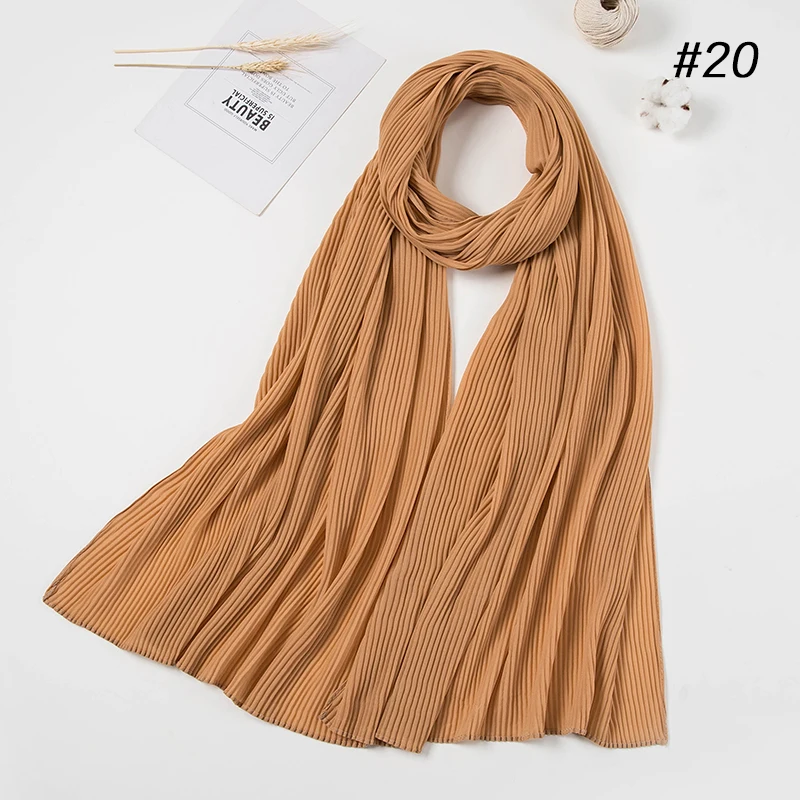 Новый большой размер 85*180 см женский мнущийся шифоновый шарф твердые морщинки
