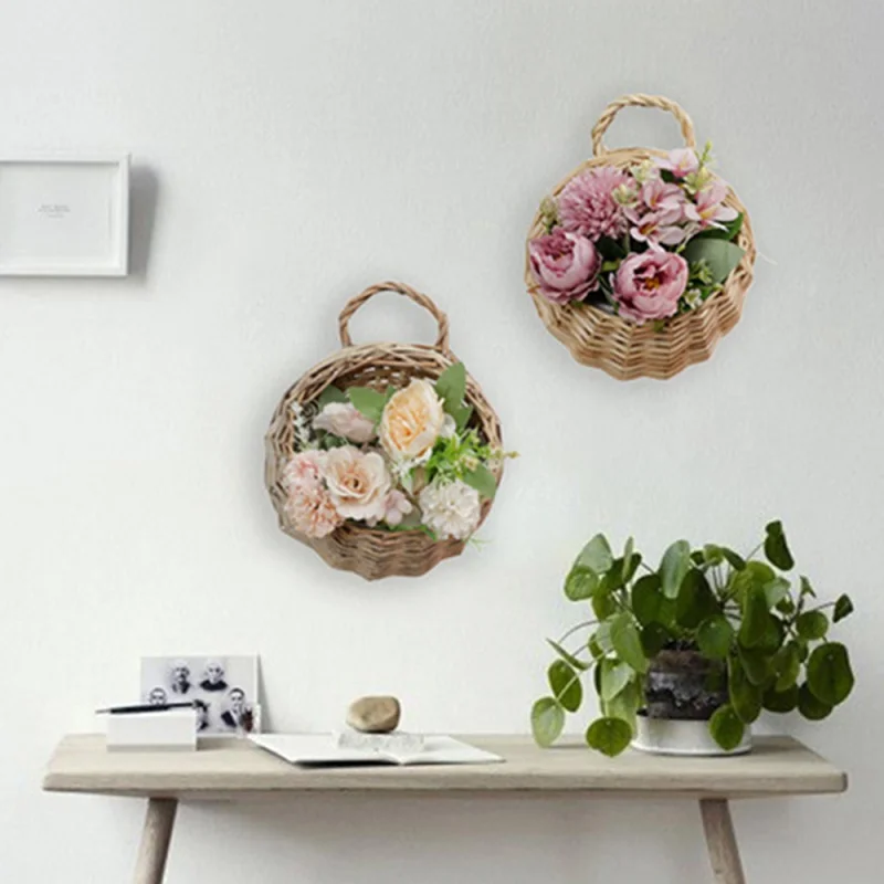 Rattan Hanging Plant Planting Flower Pot Seagrass Wickerwork Basket Storage Laundry Cesta Mimbre Home Garden Decorative | Дом и сад