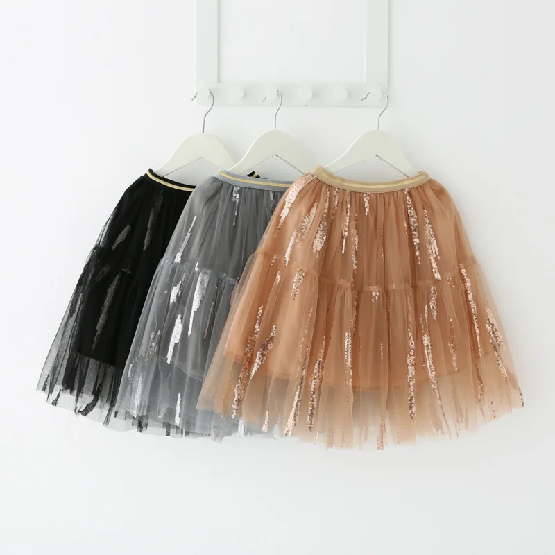 

Baby Girls Pettiskirt New Arrival Kids Fashion Net Yarn Sequins Cupcake Skirt 2-10 Years Girls Child Korean Princess Long Skirt
