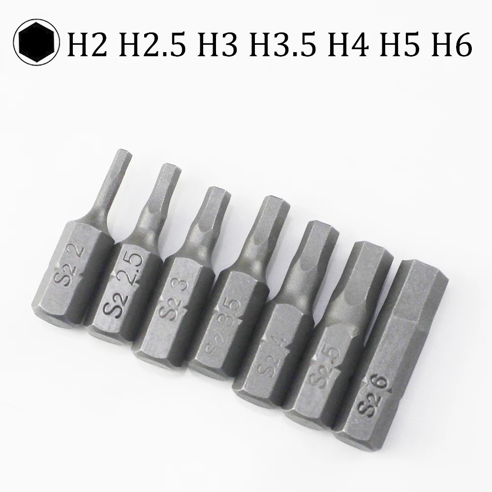 

10pcs Hexagon Screwdriver Bit Set 1/4" Hex Shank 25mm Hex Head Screw Driver Bits For Power Tool H2 H2.5 H3 H3.5 H4 H5 H6