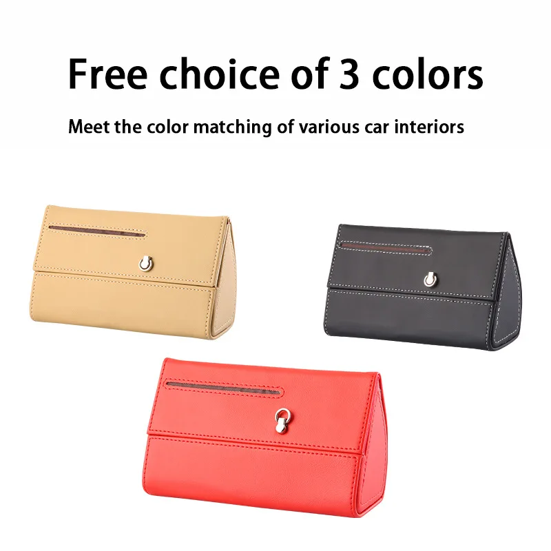 

Universal magnetic suction car sun visor eyeglass frame sunglasses clip Napa grain leather storage box car interior accessories