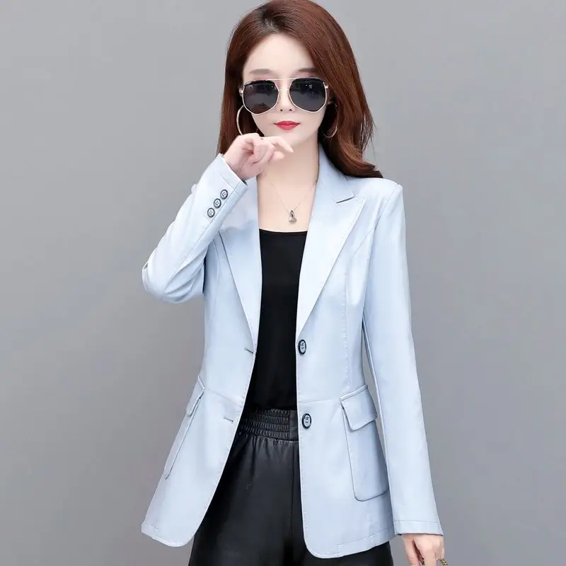 

Куртка женская демисезонная из искусственной кожи на молнии, 5XL, H1196