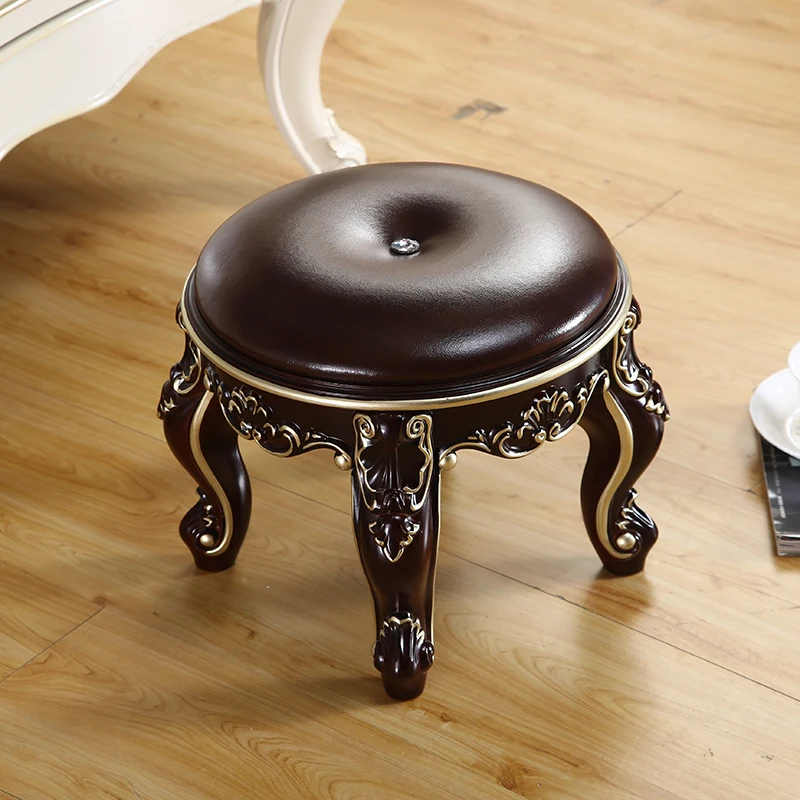 

American coffee table stool changing shoes living room Nordic guzheng stool small stool foot leather creative shoes sofa stool