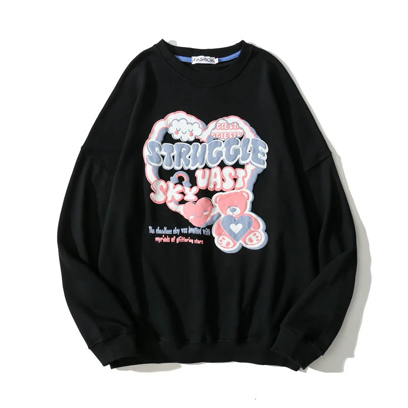 Толстовки с капюшоном в стиле Харадзюку пуловер сердечками свитшоты хип-хоп