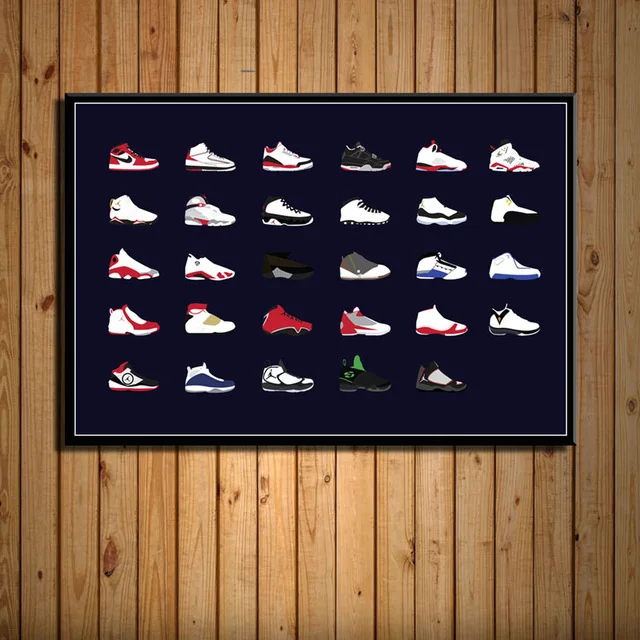 Тапки Майкл Джордан обувь мода AJ история Air Max художественная живопись холст настенные украшения дома современный плакат для гостиной - Цвет: BO YXCV2789-05