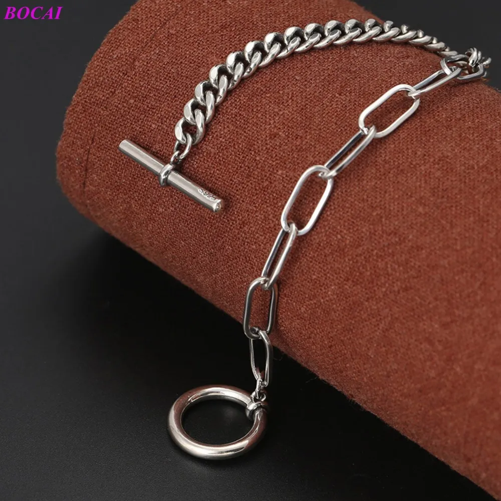 

BOCAI S925 Sterling Silver Bracelet For Men And Women 2020 New Fashion Thai Silver Creative Bracelet 925 Silver Female Bracelet