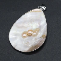 natural mother of pearl shell pendant charms water drop shape shell pendant for women diy jewelry making necklace gift 45x66mm