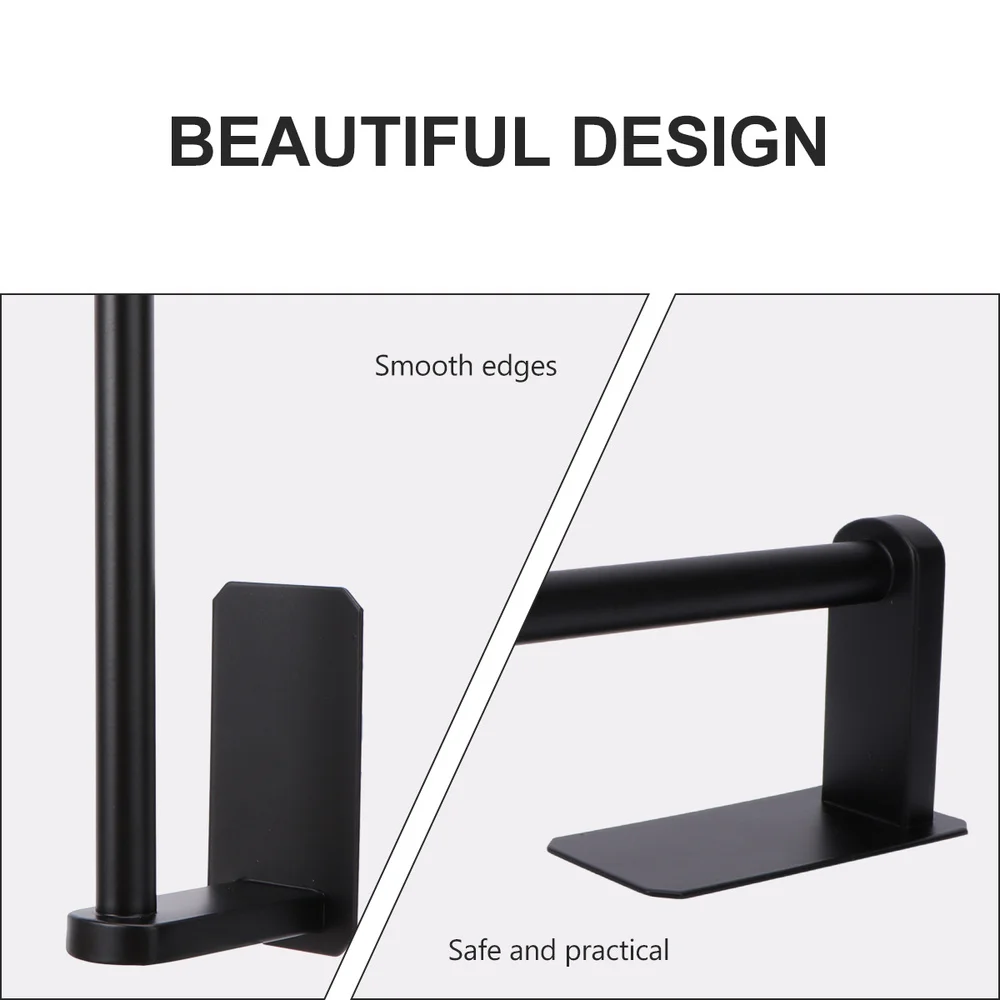 

Holes Roll Paper Holder Stainless Steel Paper Towel Rack for Bathroom Black