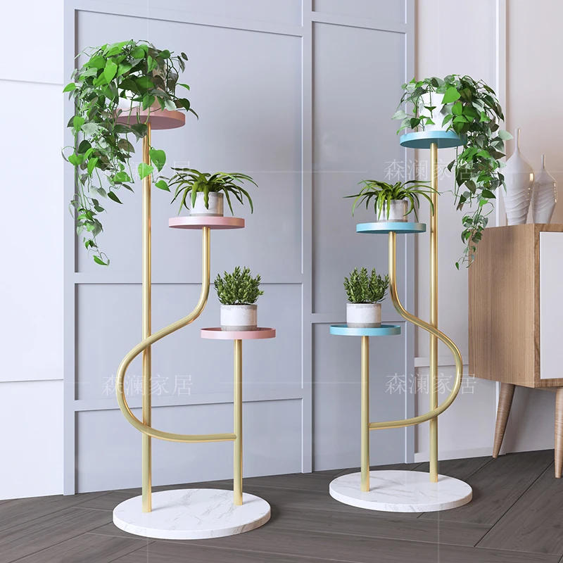 

Nordic Light Luxury Iron Flower Rack Floor-standing Indoor Flower Pot Rack Balcony Multi-layer Shelf Home Decoration