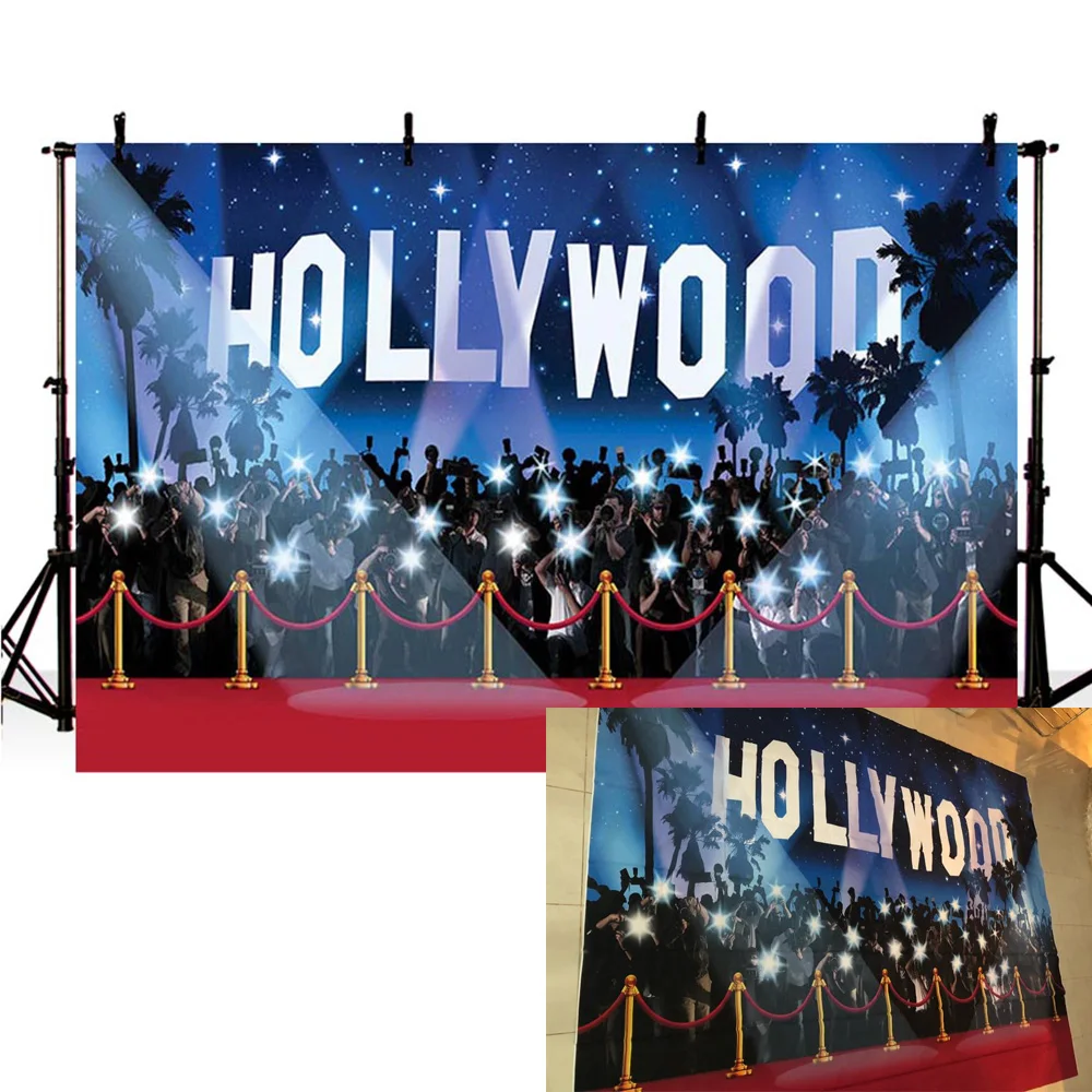 Виниловый фон для фотосъемки со звездами и красной ковровой дорожкой