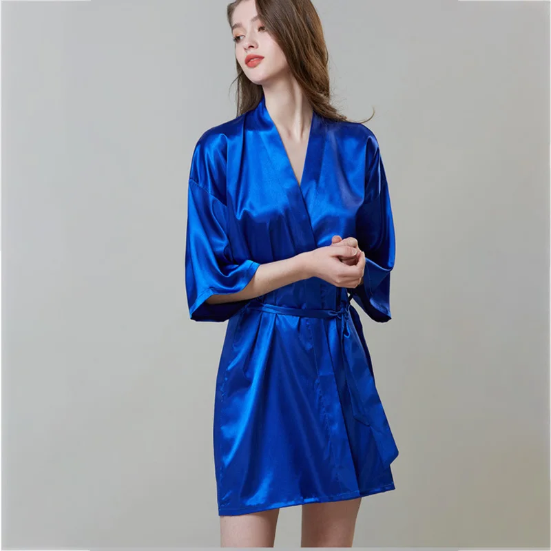 Халат кимоно Женский шелковый халаты для подружки невесты пикантные атласные