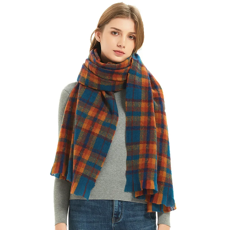 

Клетчатый шарф унисекс, новинка 2021, осенне-зимняя длинная шаль, женская модная теплая Пашмина, уличные мужские шарфы, платок