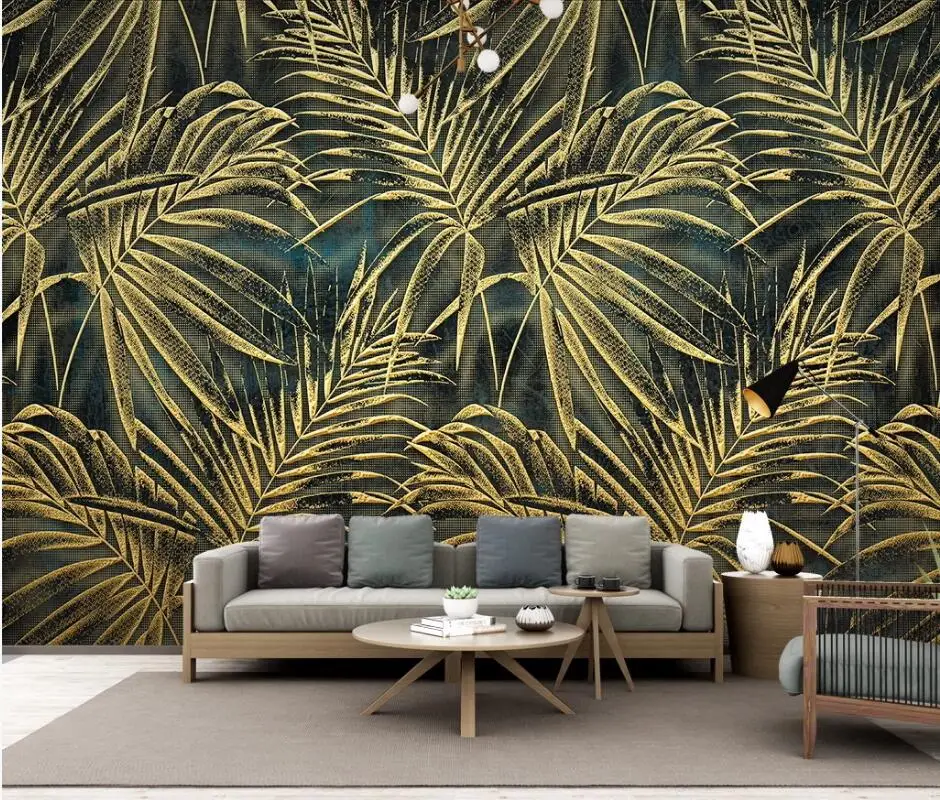 

AINYOOUSEM Nordic relief tropical plant leaves dandelion background papier peint papel de parede wallpaper 3d wallpaper stickers