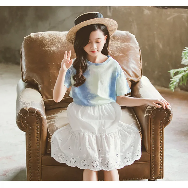 Летняя модная футболка из хлопка для девочек подростков 4 6 8 10 12 14 16 лет с принтом