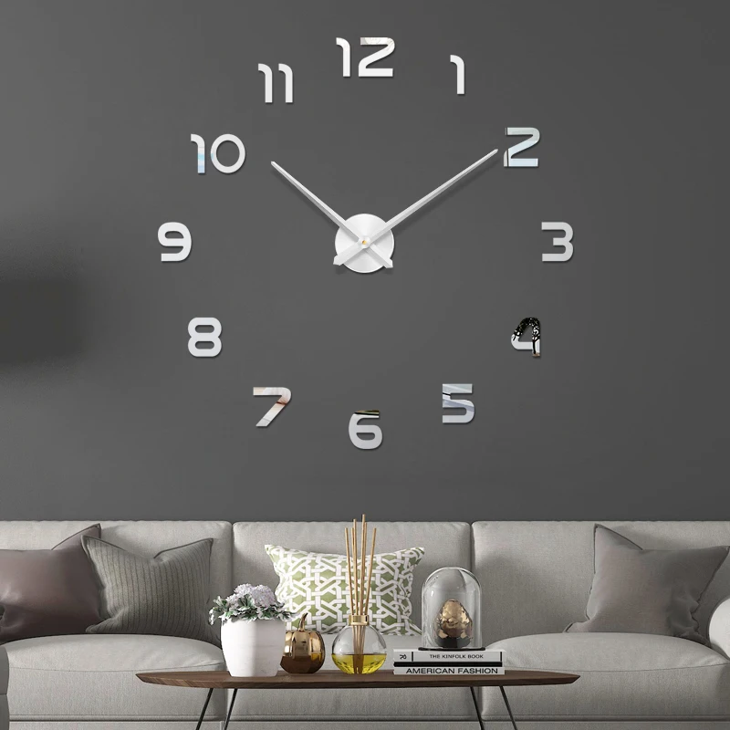 48 ''часы настенные часы Horloge 3D Diy акриловые зеркальные наклейки украшение дома