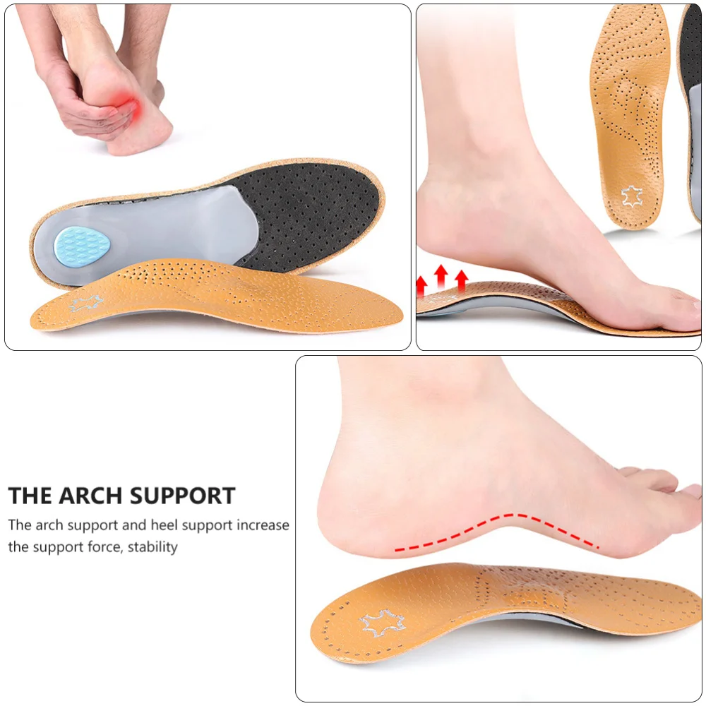 

1 Pair Leather Orthotic Insole Flat Feet Arch Support Orthopedic Shoes Sole