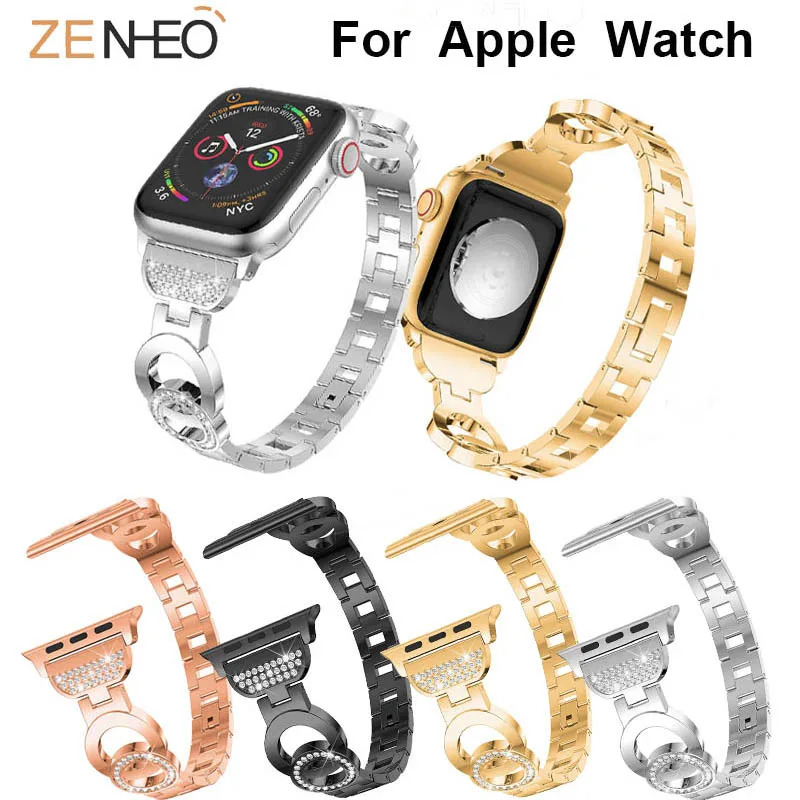 

Ремешок для часов Apple Watch Band 38 мм 42 мм 40 мм 44 мм, металлический браслет со стразами для Apple Watch Series 5/4/3/2/1
